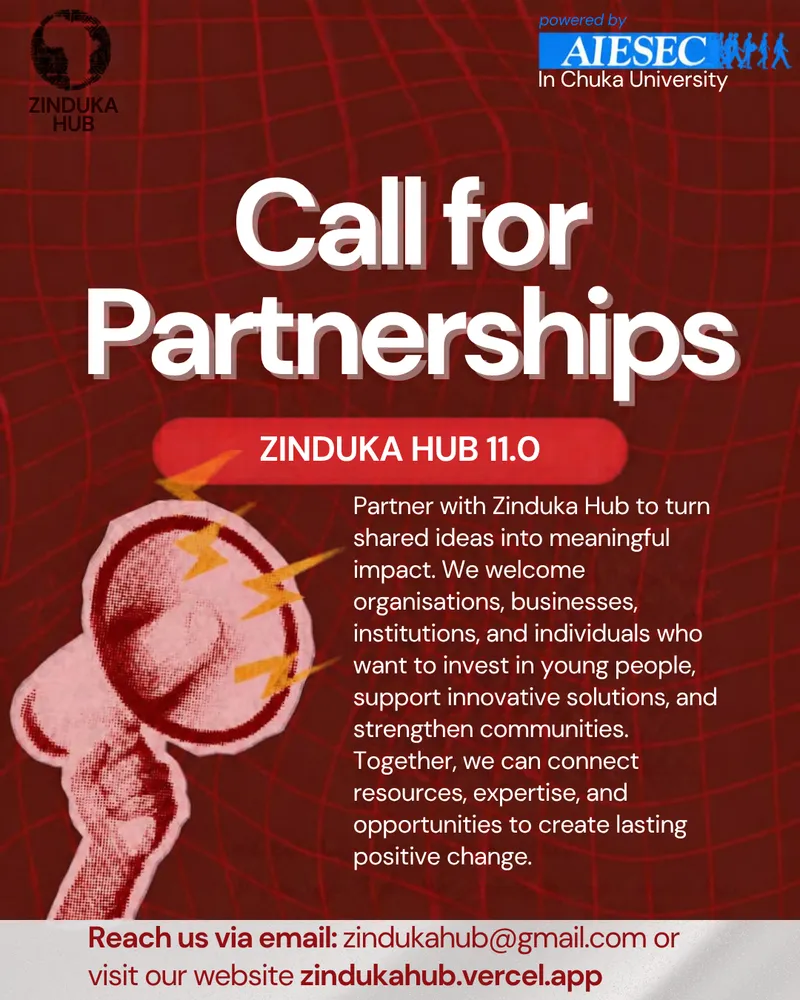 Call for partnerships poster for Zinduka Hub 11.0