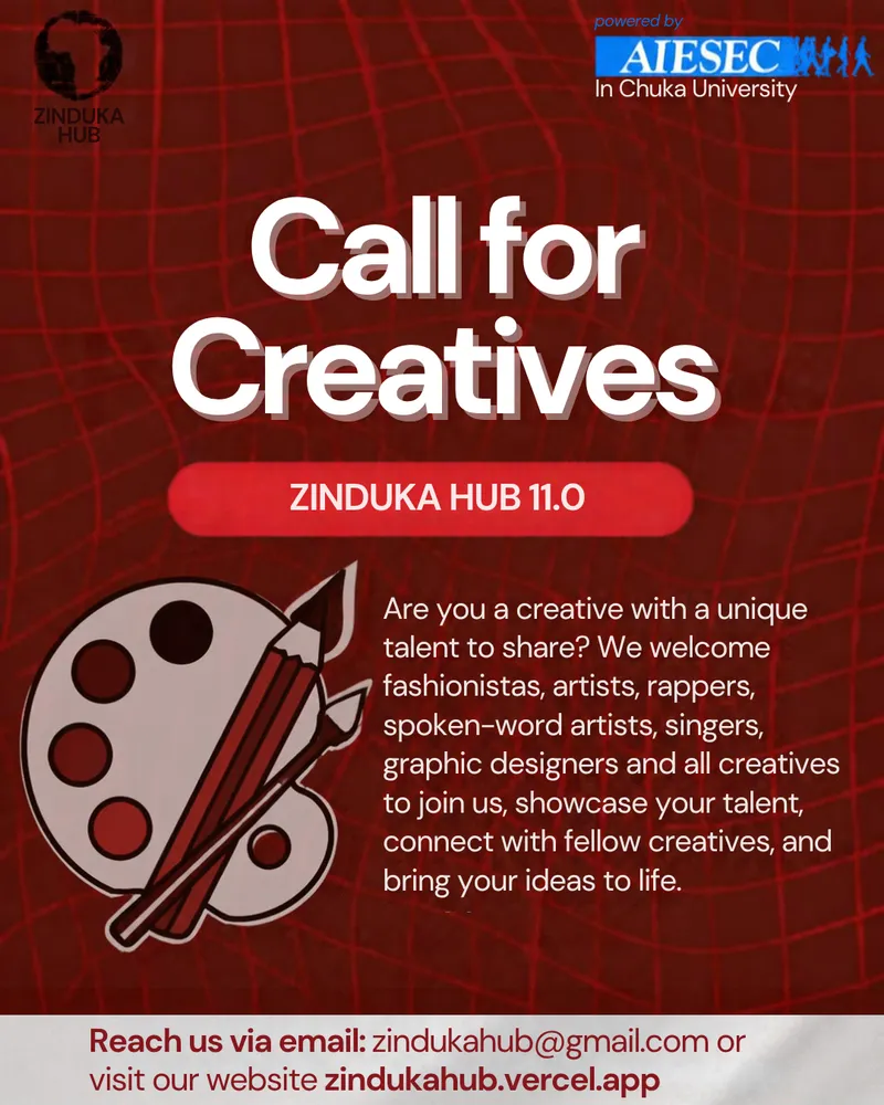 Call for creatives poster for Zinduka Hub 11.0