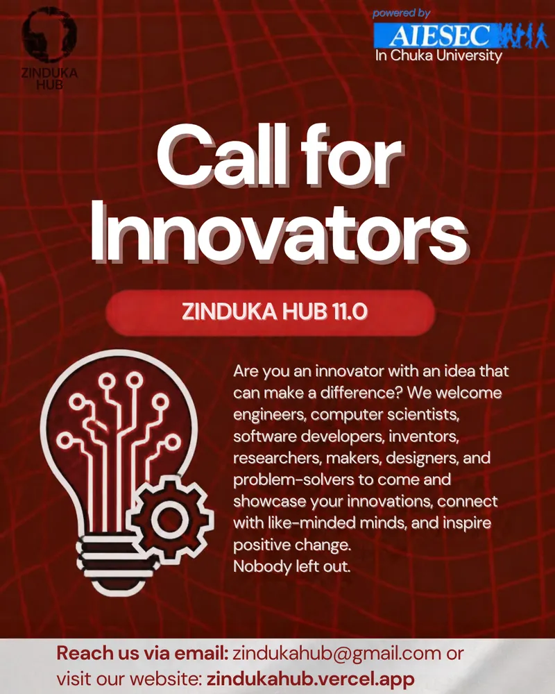 Call for innovators poster for Zinduka Hub 11.0