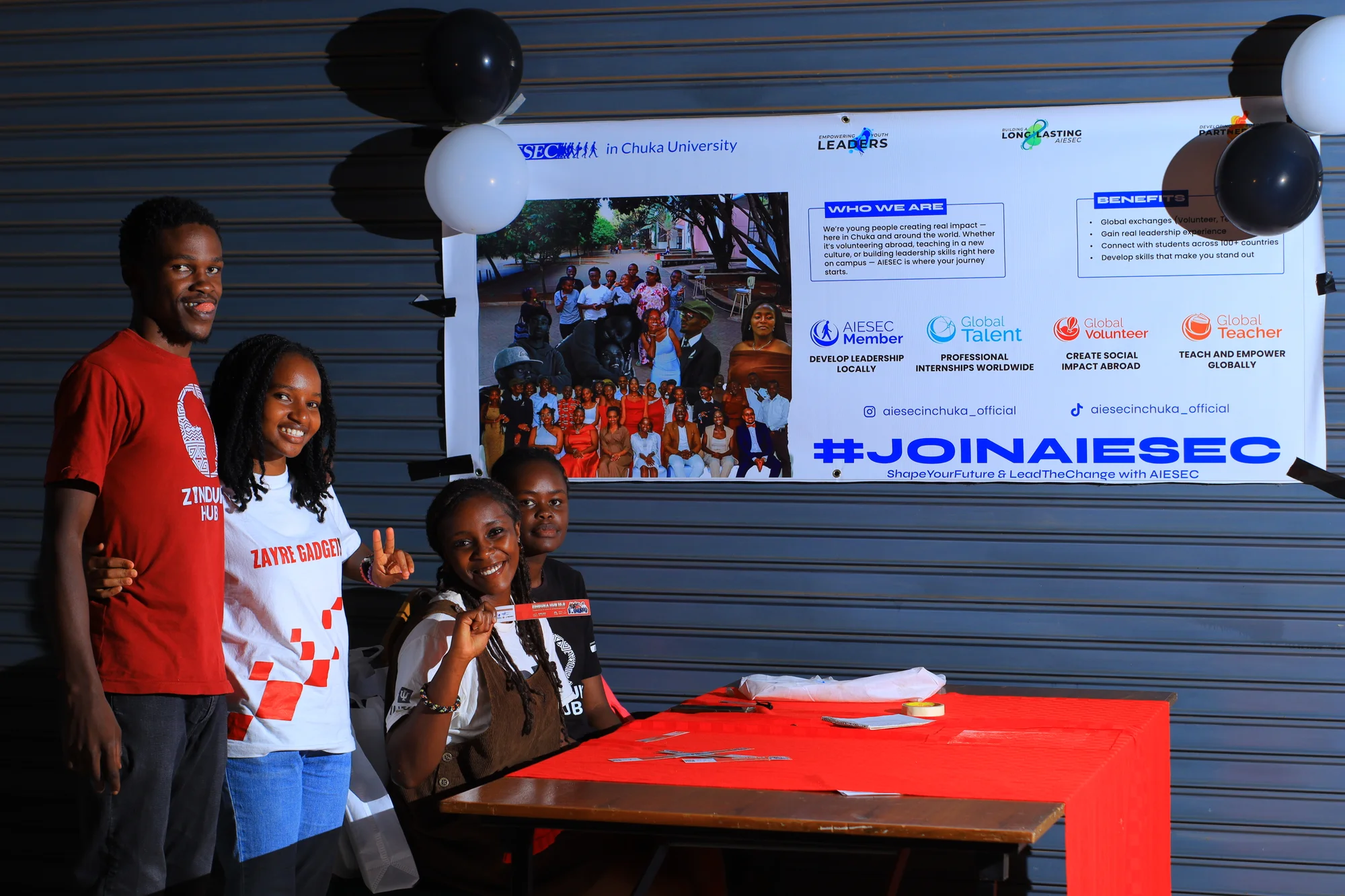 AIESEC in Chuka University members at a Zinduka Hub showcase stand